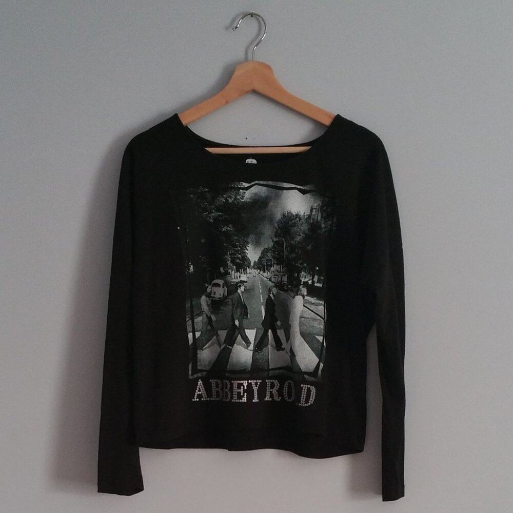 The Beatles Abbey Road Black White Long Sleeve Band Tee M